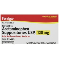 Perrigo Children's Acetaminophen Suppositories, 120 Mg, 12 Count