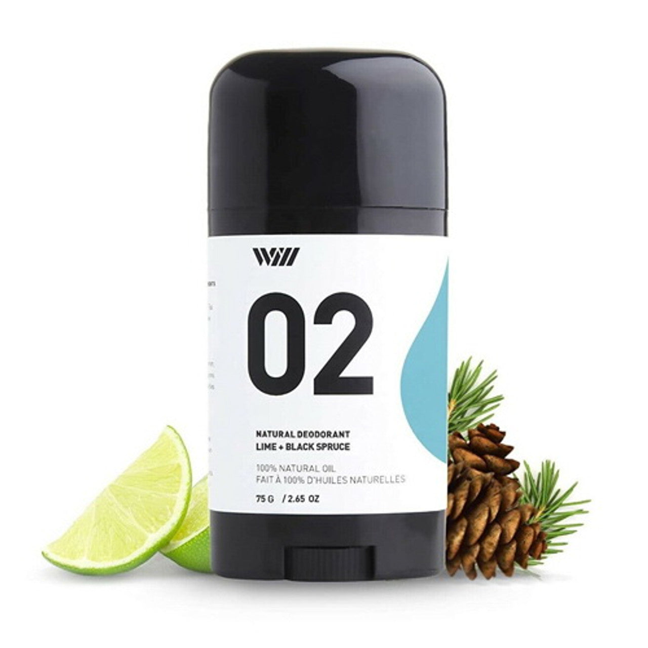 Way Of Will 02 Natural Deodorant Lime and Black Spruce, 2.65 Oz