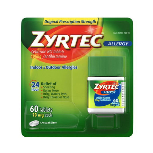 Zyrtec 24 Hour Allergy Relief Tablets, 60 Ea