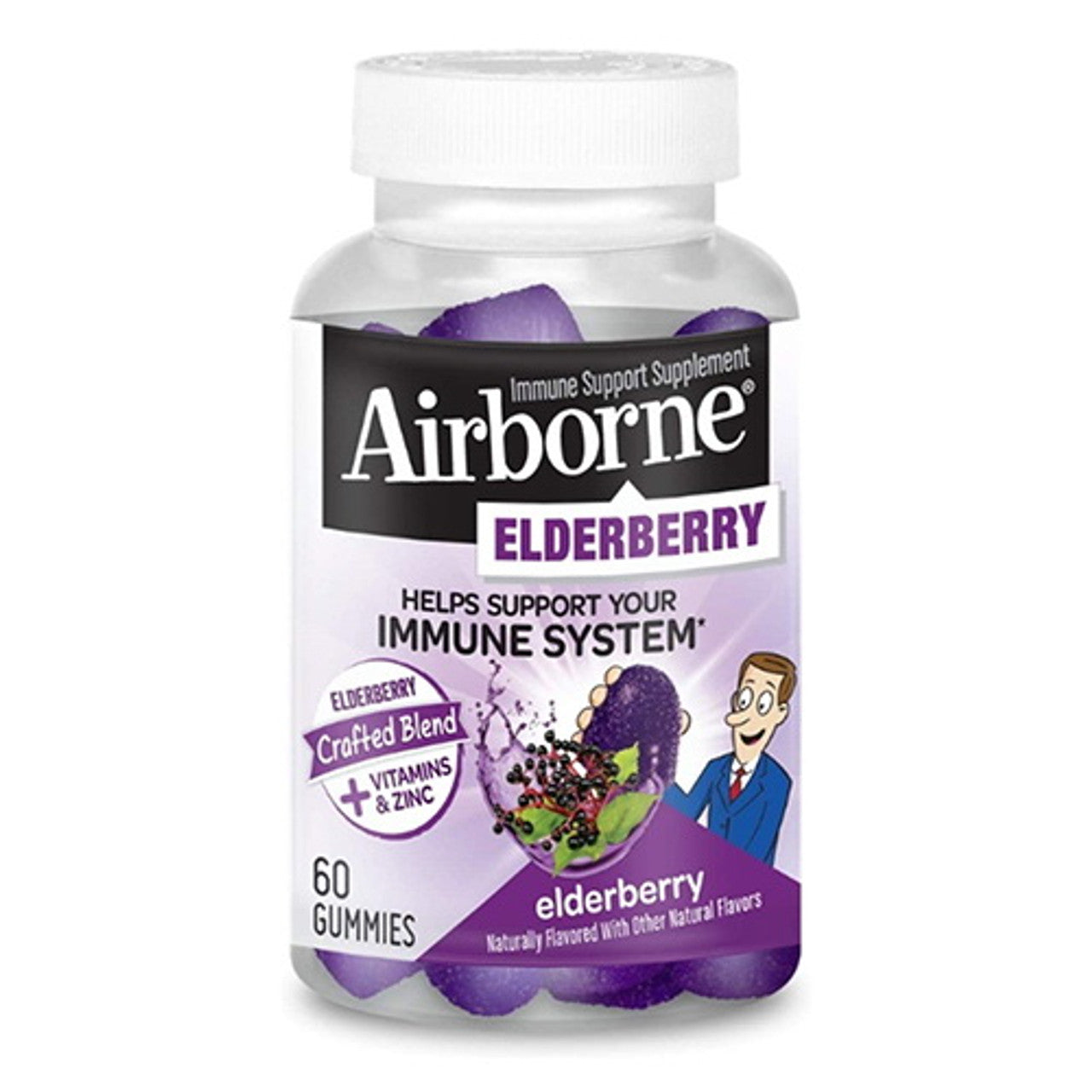 Airborne Elderberry Immune Support Supplement Gummies, 60 Ea