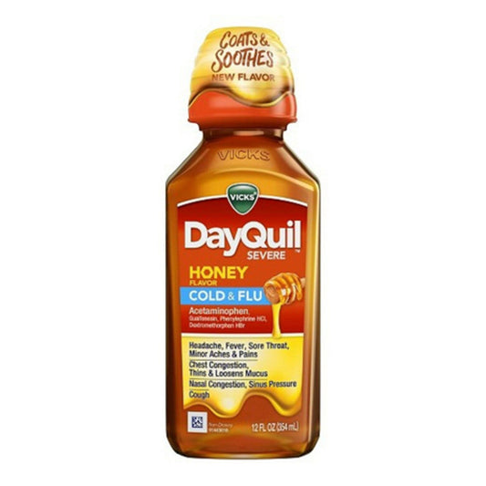 Vicks DayQuil Severe Acetaminophen Cold and Flu Honey, 12 Oz