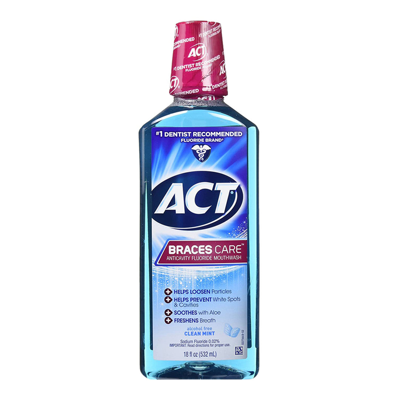 Act Braces Care AnticaVitamins y Fluoride With Xylitol, Clean Mint Mouthwash - 18 Oz