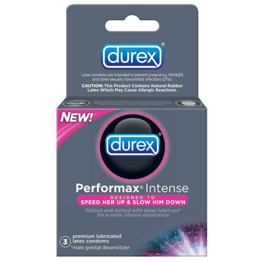Durex Performax Intense Premium Lubricated Latex Condoms - 3 Ea