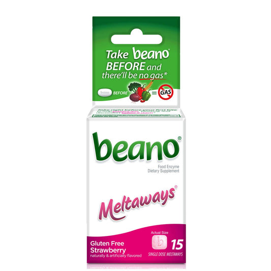 Beano Meltaways Food Enzyme Dietary Supplement, Strawberry, 15 Ea