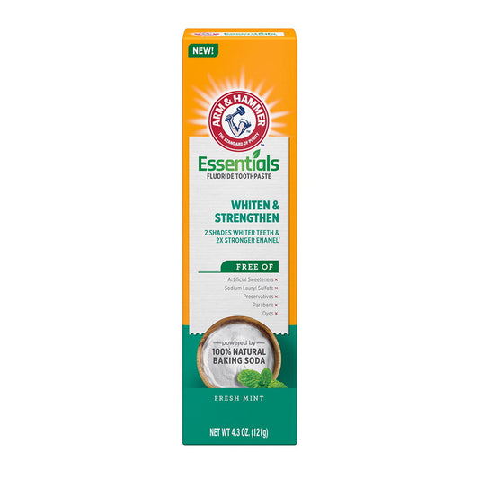 Arm & Hammer Essentials Whiten & Strengthen Fluoride Toothpaste, 4.3 Oz