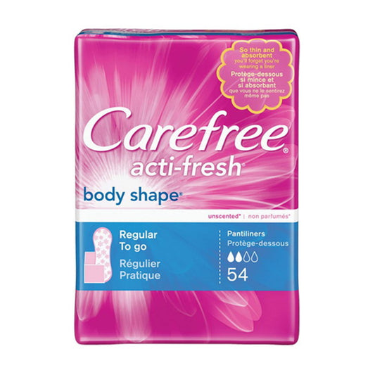 Carefree Acti-fresh Body Shape Regular to Go Unscented Pantiliners, 54 Ea