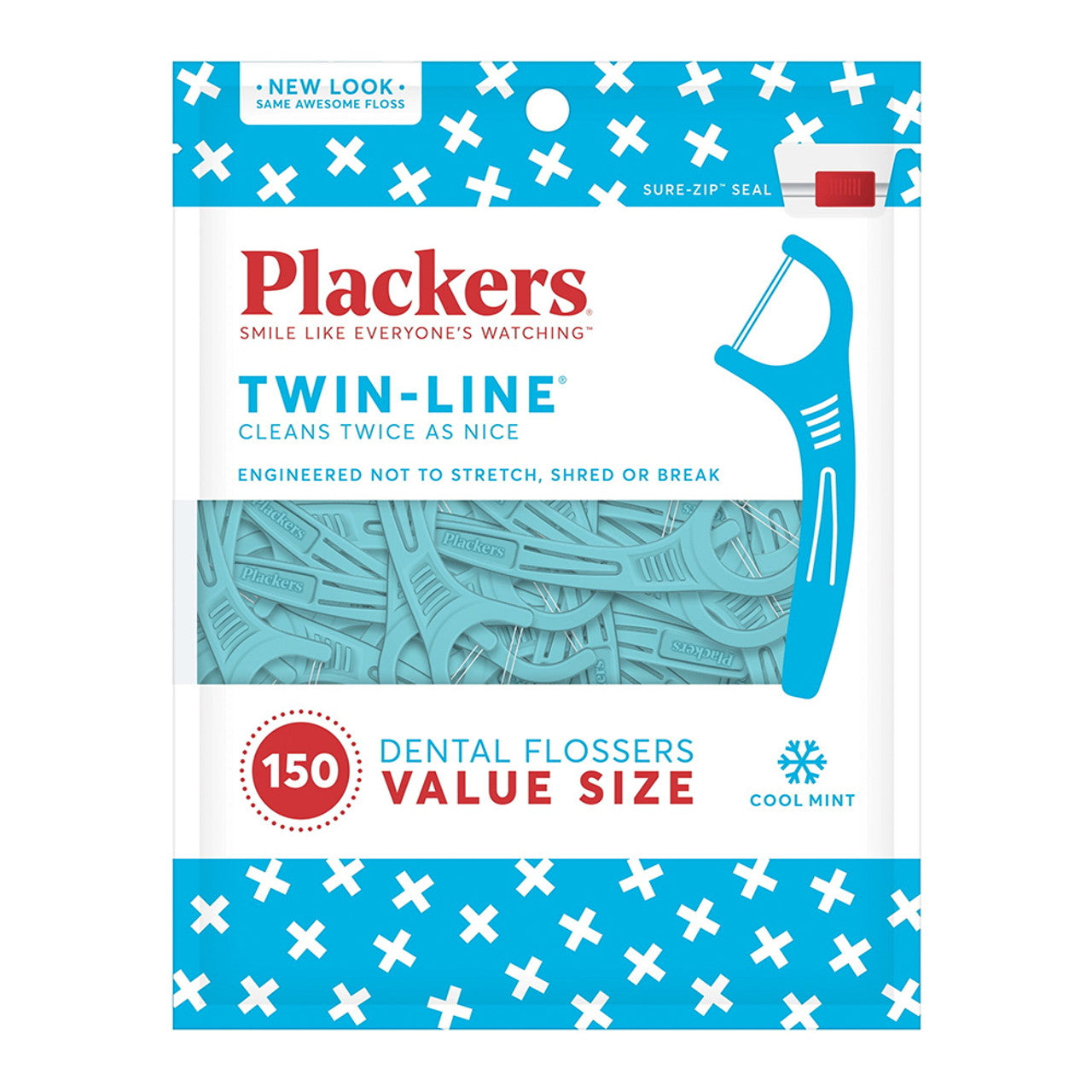 Plackers Twin Line Advanced Cleaning Dental Flossers Value Size, Mint, 150 Ct