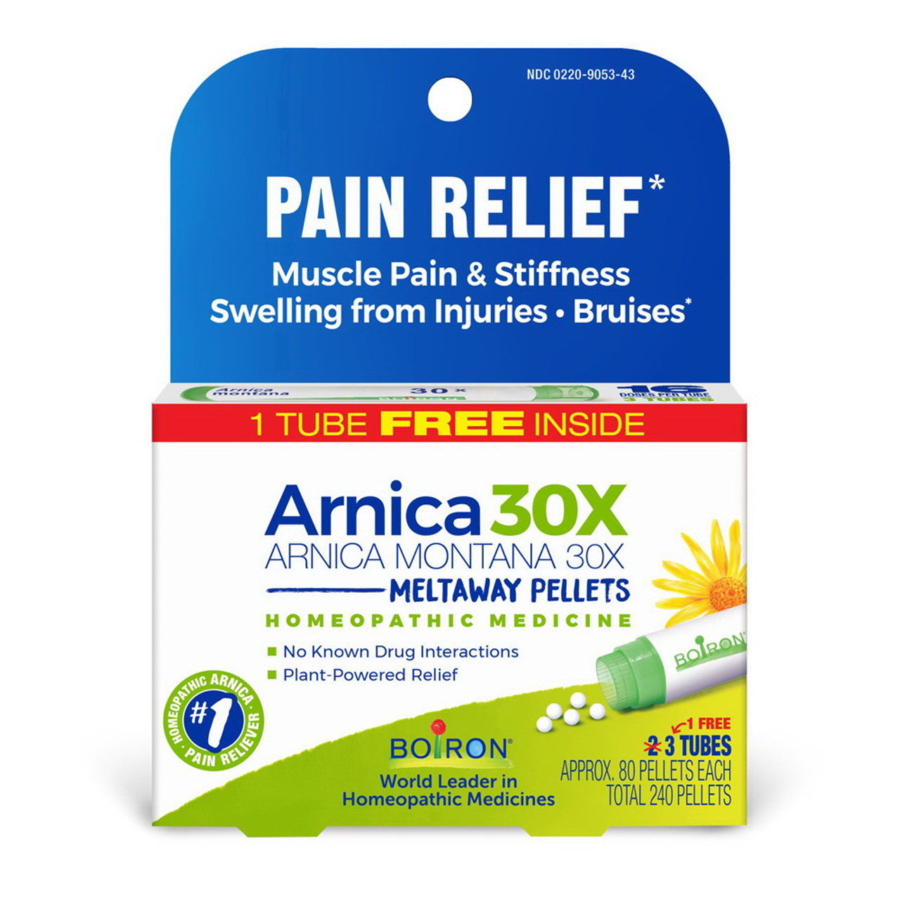 Boiron Arnica 30 X Pain Relief Homeopathic Pellet Tubes, 3 Ea