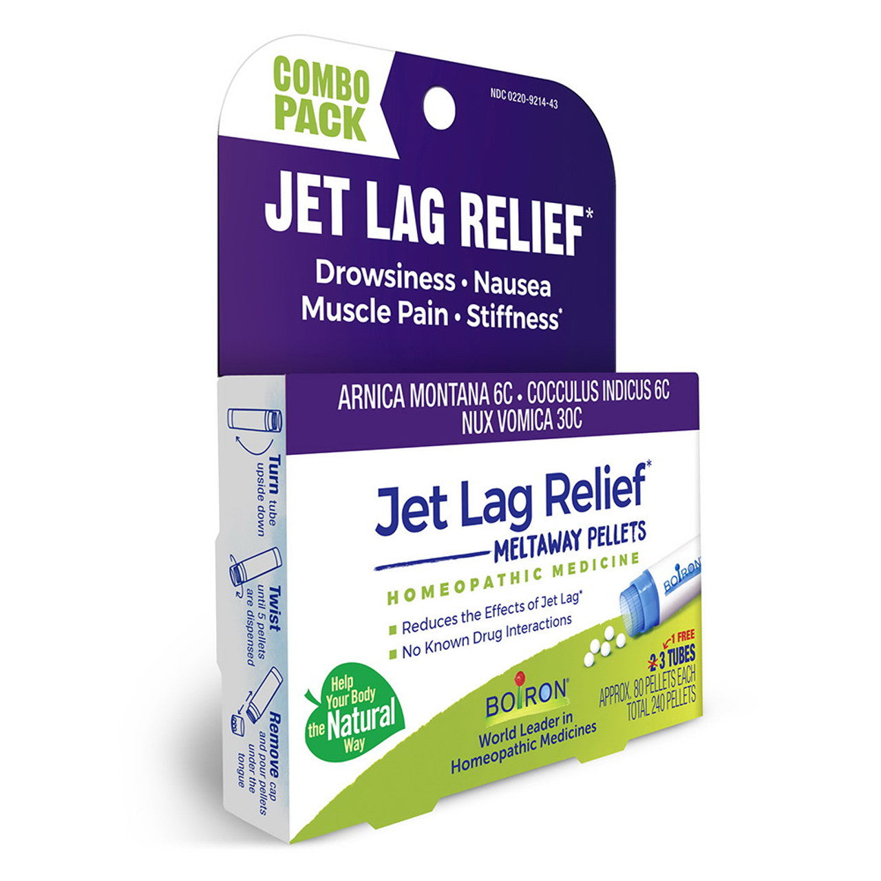 Boiron Jet Lag Relief Homeopathic Medicine Tubes, 3 Ea