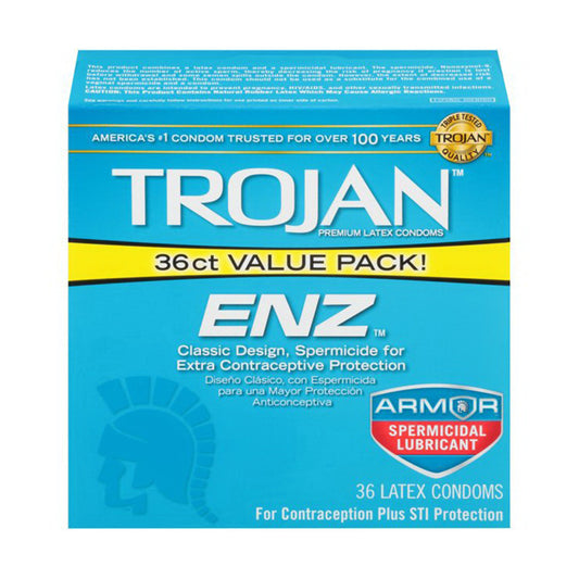 Trojan Enz Supermicidal Premium Latex Condoms - 36 Ea
