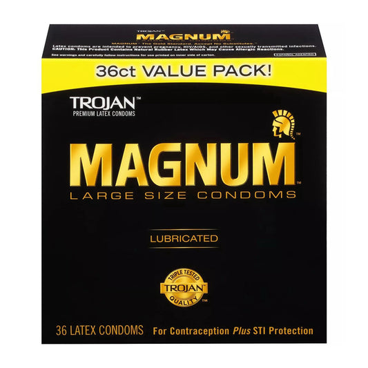 Trojan Magnum Lubricated Latex Condoms, Large Size - 36 Ea