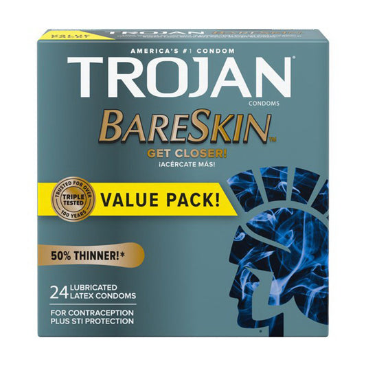 Trojan Premium Latex Condom, Sensitivity Bareskin Lubricated - 24 Ea