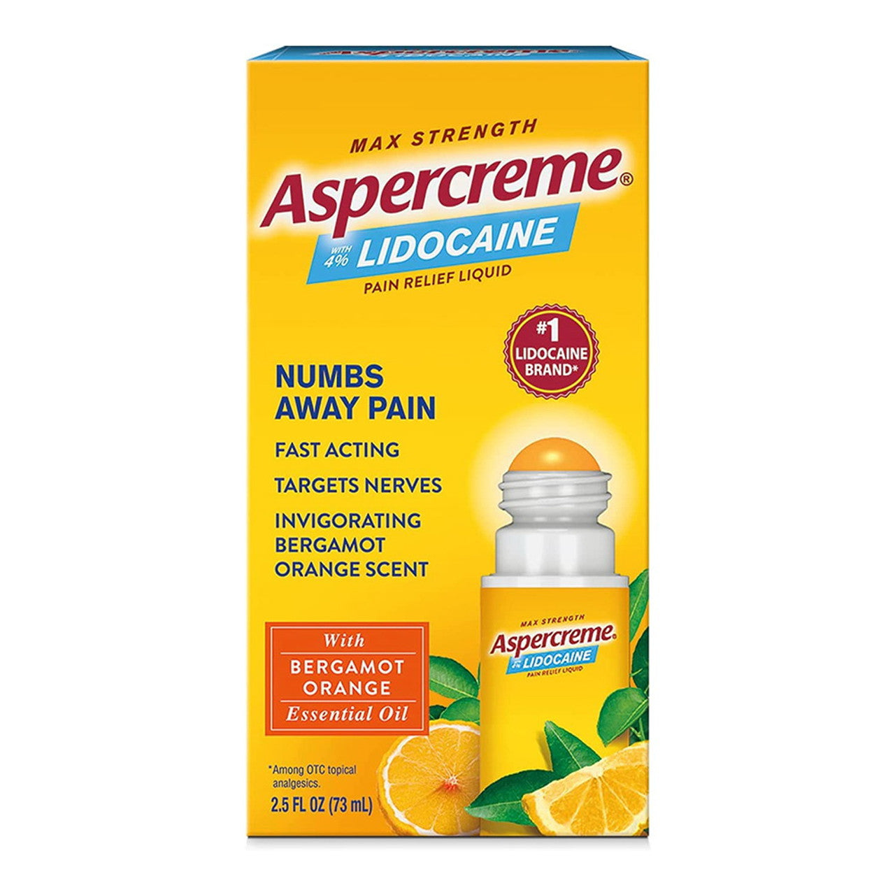 Aspercreme 4% Lidocaine Bergamot Orange, No Mess Applicator - 2.5 fl oz