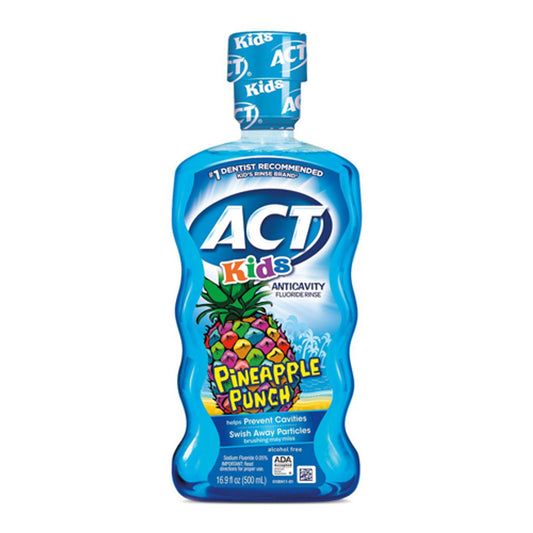 Act Kids AnticaVitamins y Fluoride Rinse mouthwash, Pineapple Punch, 16.9 Oz