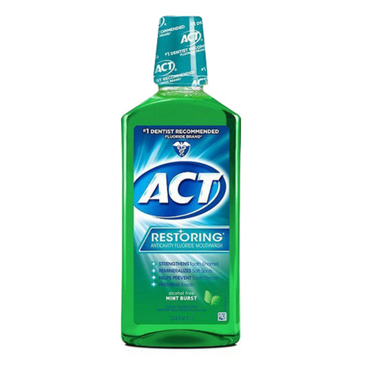 Act Restoring AnticaVitamins y Fluoride Mouthwash, Mint Burst, 33.8 oz