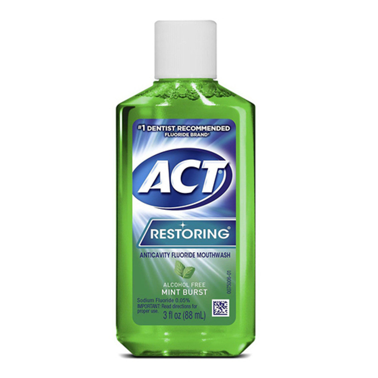 Act Restoring Anti-caVitamins y Fluoride Alcohol-Free Mouthwash, Mint Burst 3 oz, 3 Pack