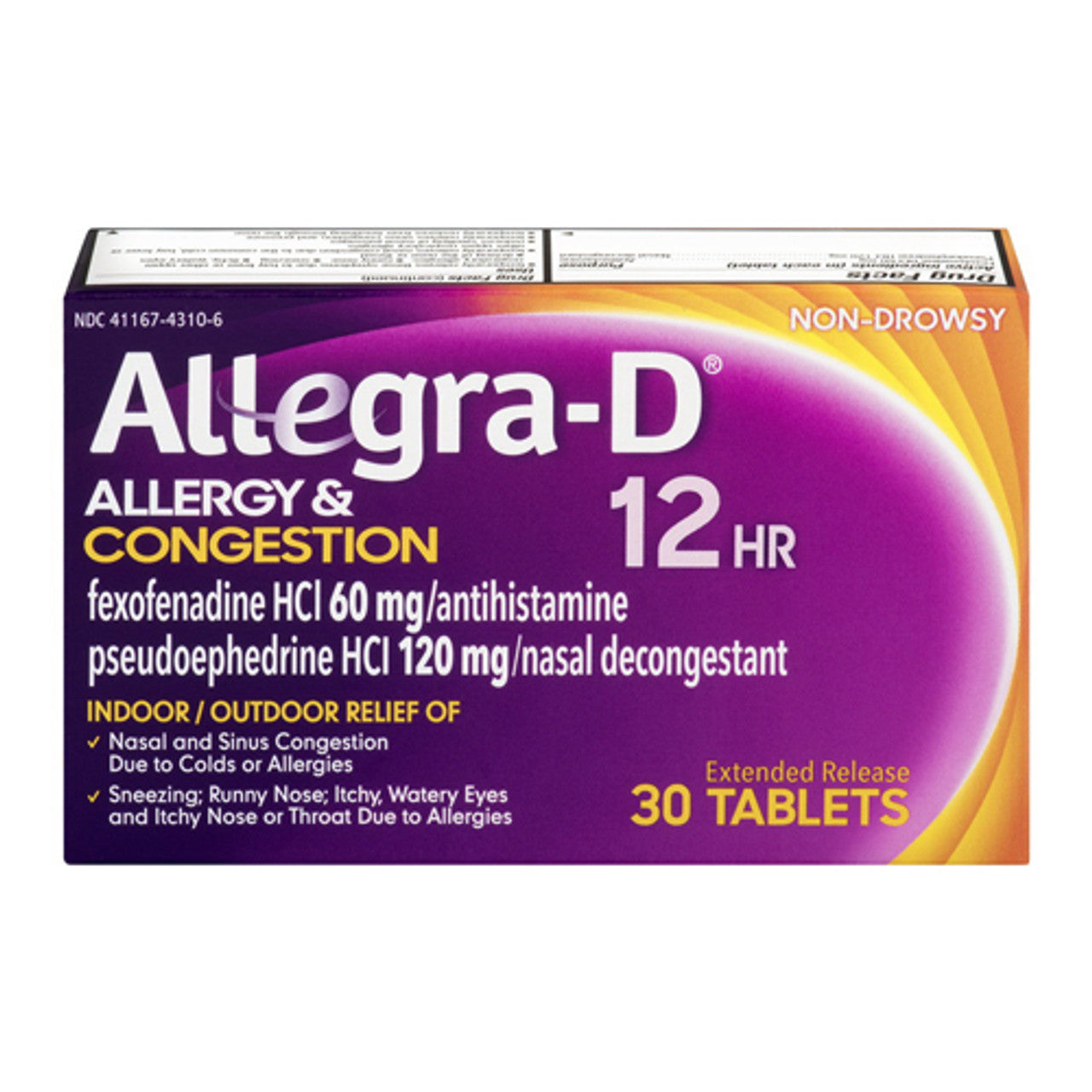 Allegra-D Allergy And Congestion 12-Hour Indoor And Outdoor Extended Release Tablets, 30 Ea