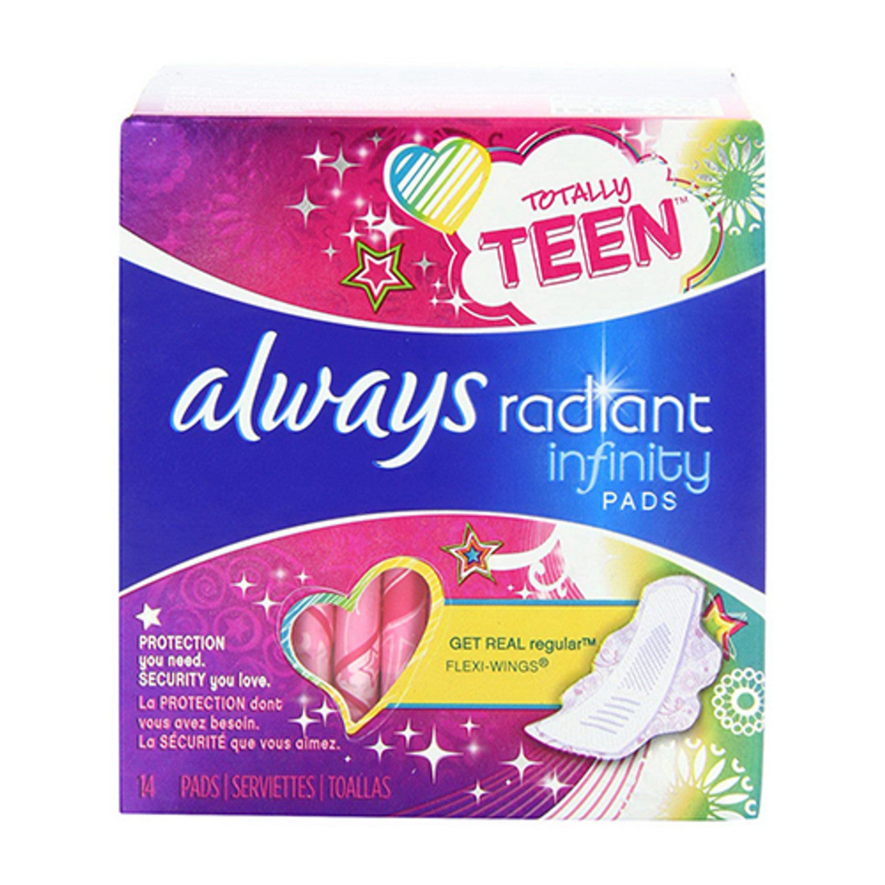 Always Totally Teen Radiant Infinity Pads, 14 Pads