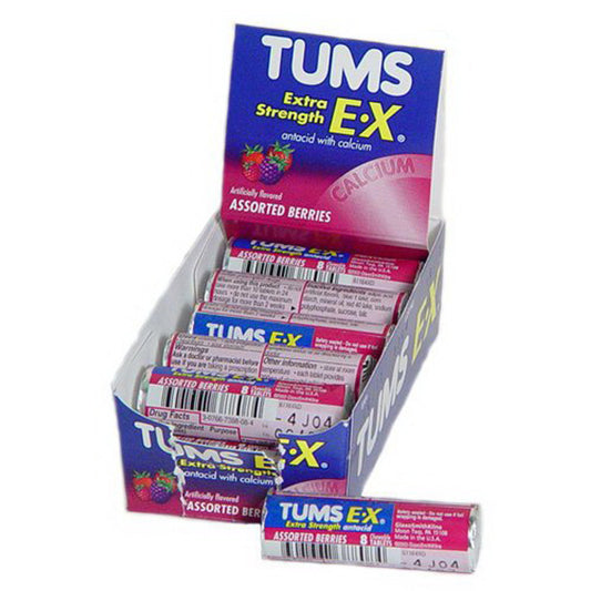 Tums Extra Strength Assorted Berries Antacid, 8 ea 12 pack