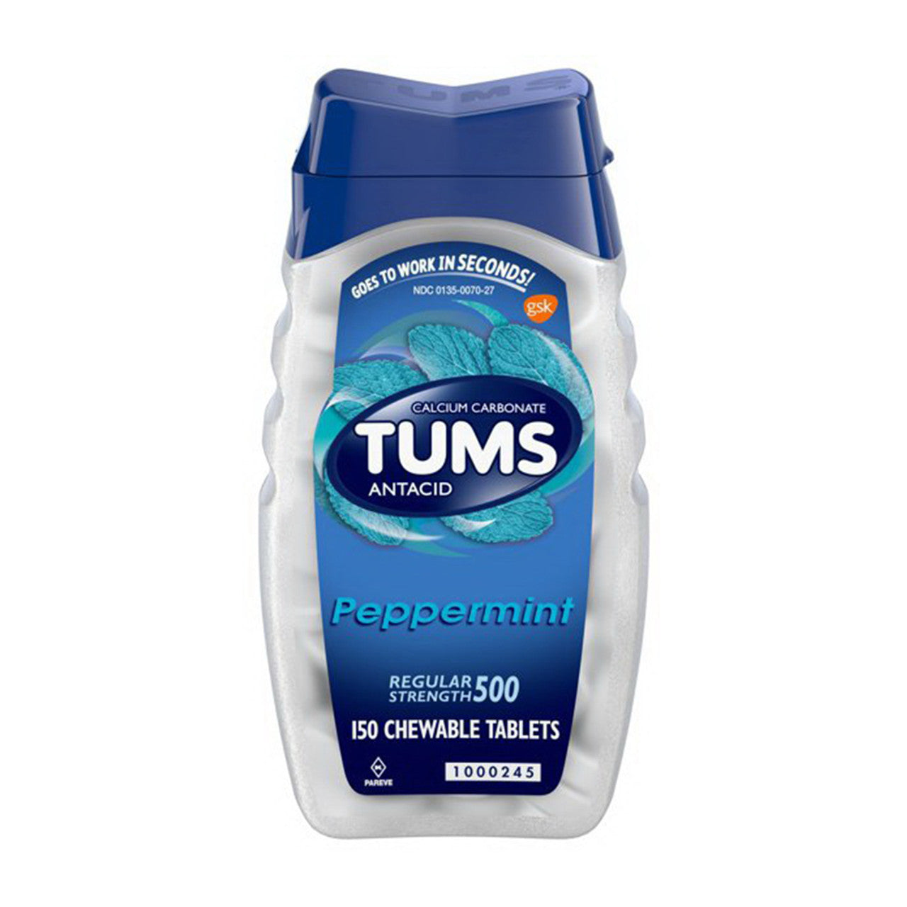 Tums Antacid/Calcium Supplement Regular Strength, Peppermint - 150 Ea
