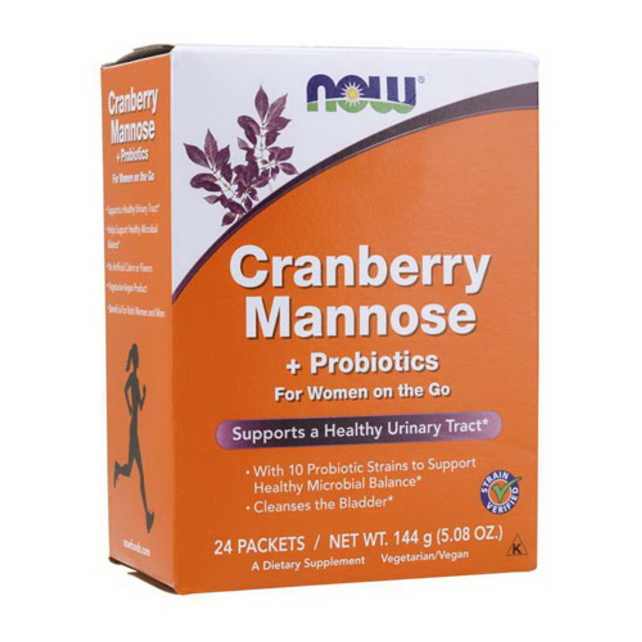 Now Foods Cranberry and Mannose Plus Probiotics Drink Sticks, 24 ea