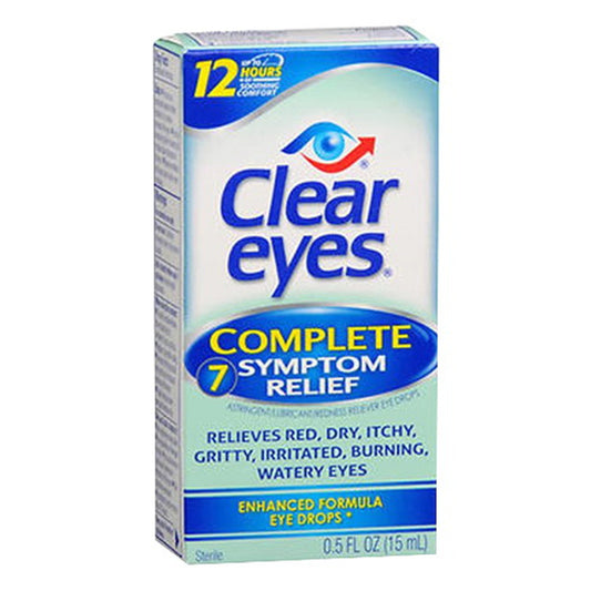 Clear Eyes Complete 7 Symptom Relief Enhanced Formula Eye Drops - 0.5 Oz