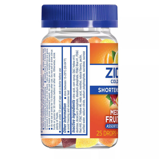 Zicam Cold Remedy Medicated Fruit Drops Assorted Fruit Flavors, 25 Ea