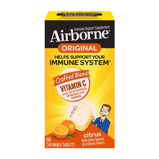 Airborne Immune Support Chewable Tablets, Vitamins amin C And Citrus, 96 Ct