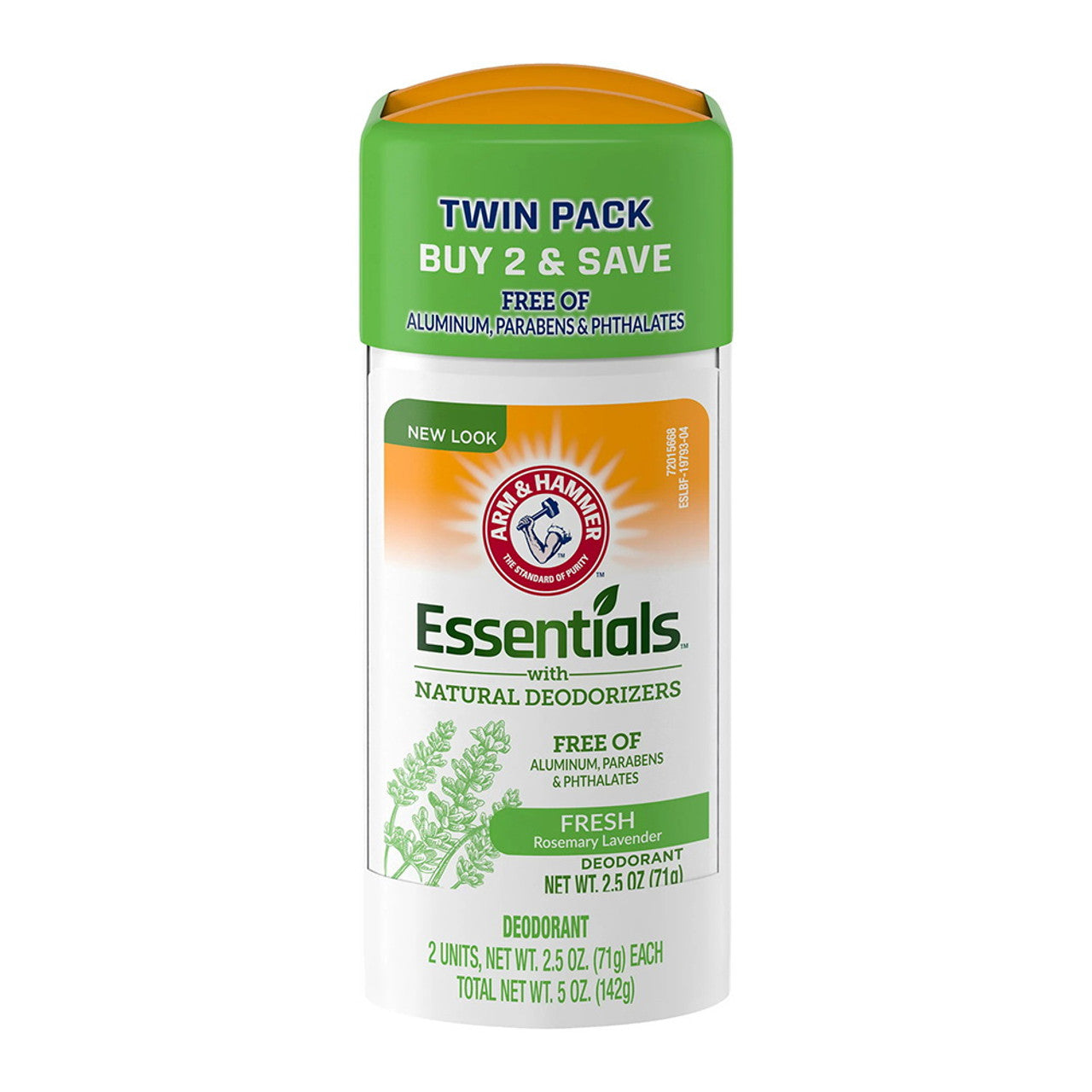 Arm & Hammer Essentials Deodorant, Rosemary Lavender, Solid Oval, Twin Pack, 2.5 Oz, 2 Ea