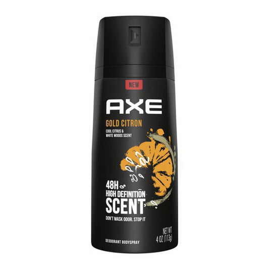 Axe Gold Citron Body Sprays Cool Citrus and White Woods Scent, 4 Oz
