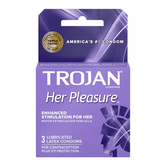 Trojan Her Pleasure Sensations Premium Lubricant Latex Condoms - 3 Ea
