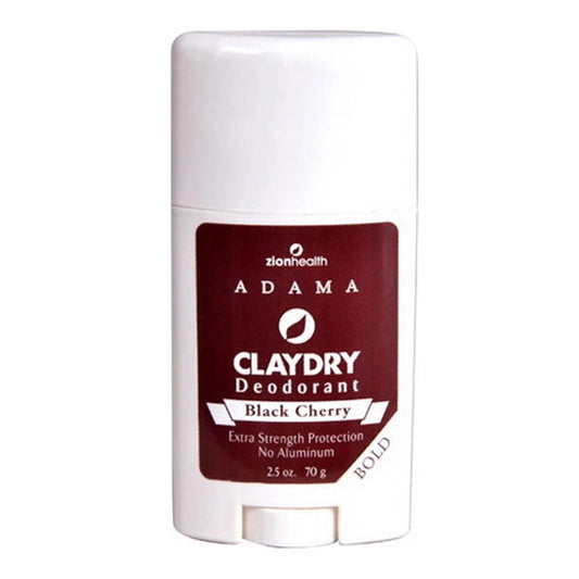 Zion Health Adama Bold Black Cherry Clay Dry Deodrant with Extra Protection, Aluminum Free, 2.5 Oz