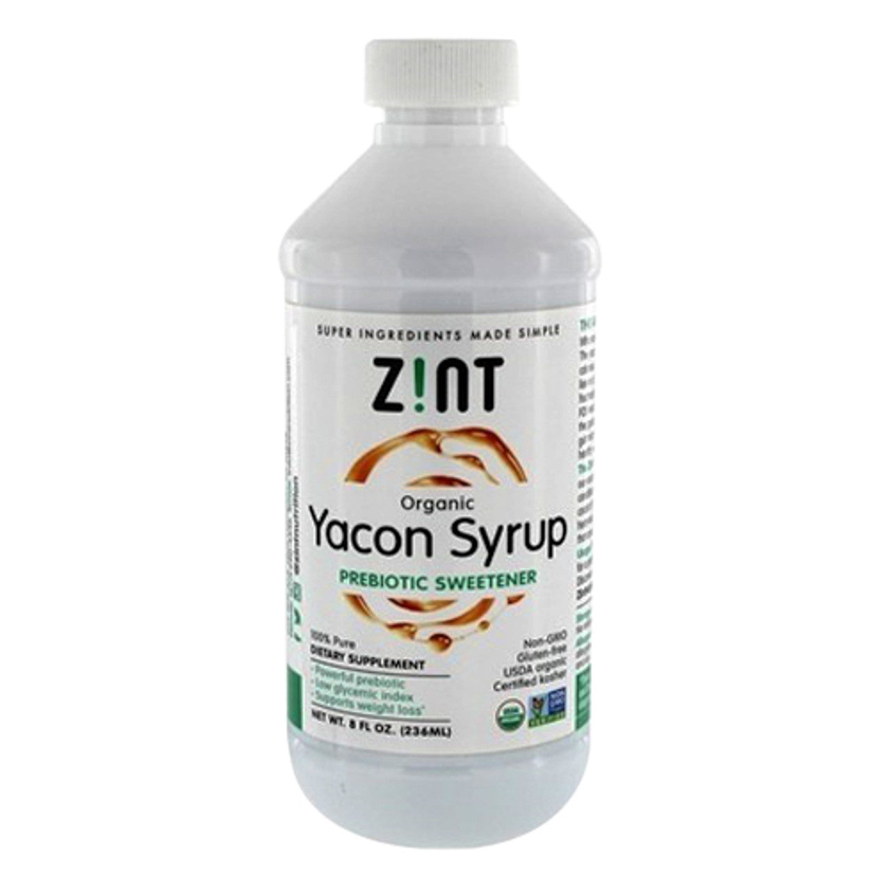 Zint Organic Yacon Prebiotic Sweetener Supplement Syrup, 8 Oz