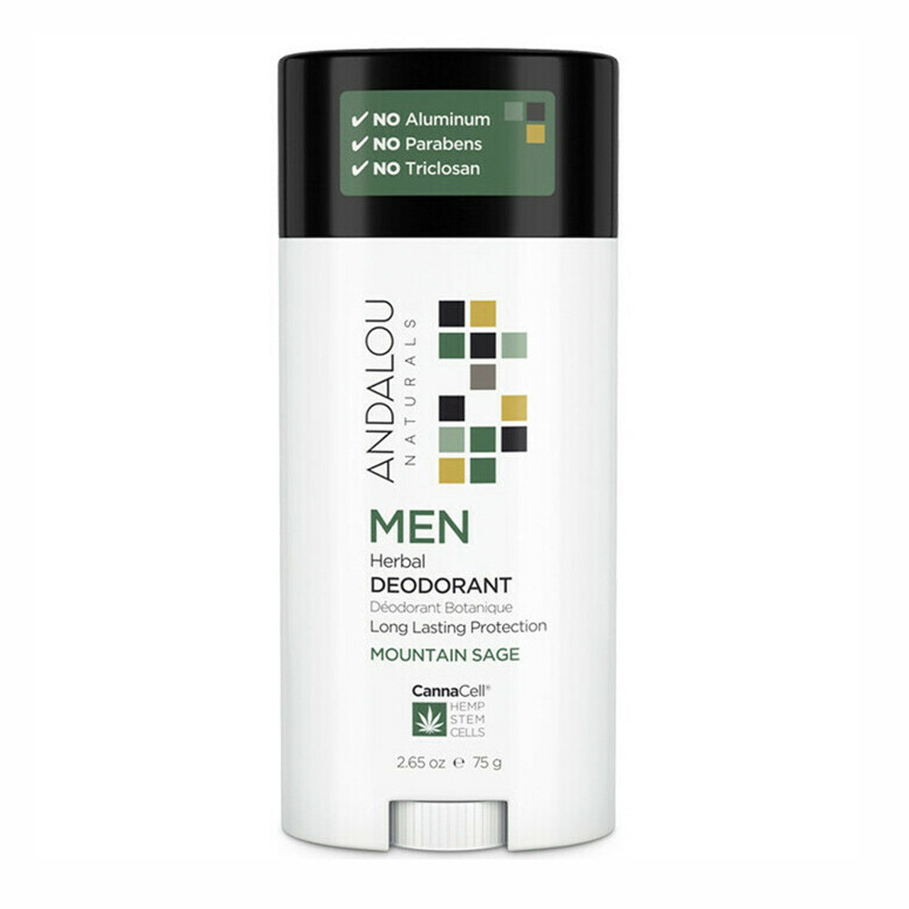 Andalou Naturals CannaCell Mountain Sage Men Herbal Deodorant, 2.65 Oz