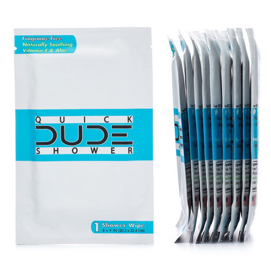 Dude Shower Body Wet Wipes, Unscented, 10 Ea