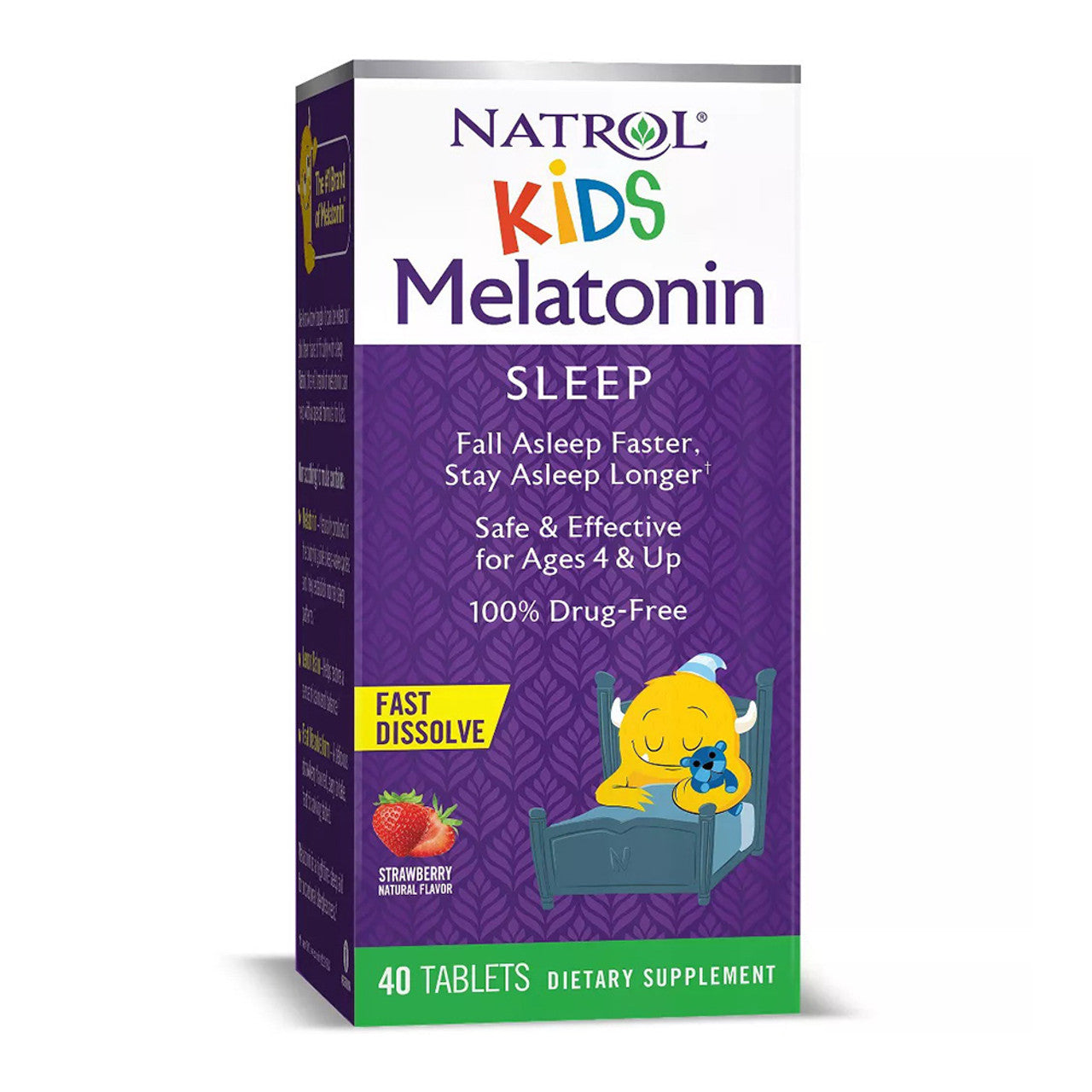 Natrol Kids Melatonin 1mg Sleep Support Strawberry Fast Dissolve Tablets, 40 Ea