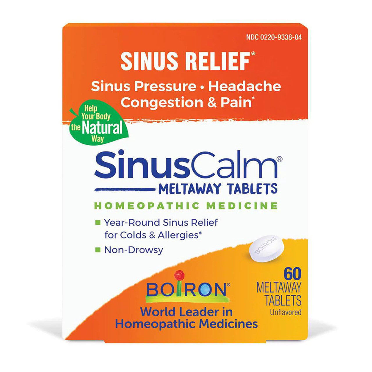 Boiron SinusCalm Meltaway Tablets Homeopathic Medicine for Sinus Relief, 60 Ea