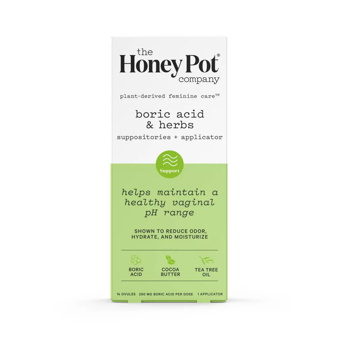 The Honey Pot Company Boric Acid and Herbs Suppositories plus Applicator, 14 Ea
