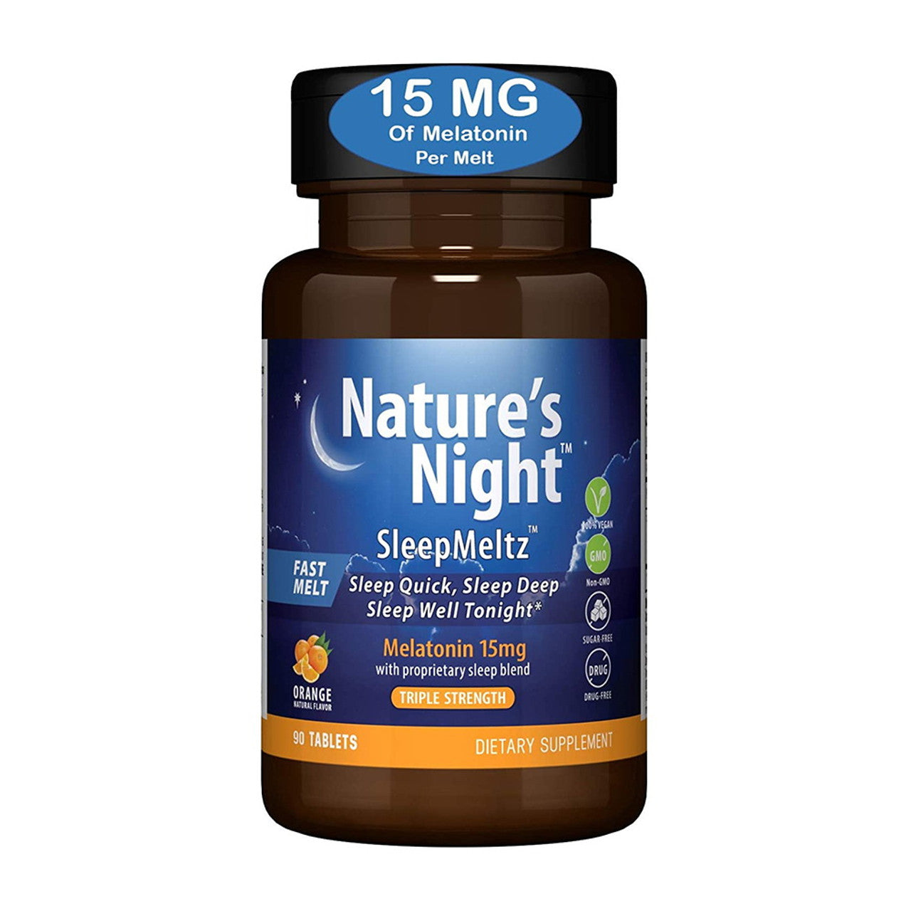 Natures Night Sleep Meltz 5mg Melatonin with Sleep Blend Extra Strength Tablets, 60 Ea