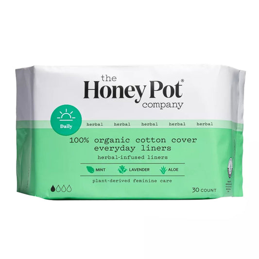 The Honey Pot Company Herbal Pantiliners, Organic Cotton Cover, 30 Ct