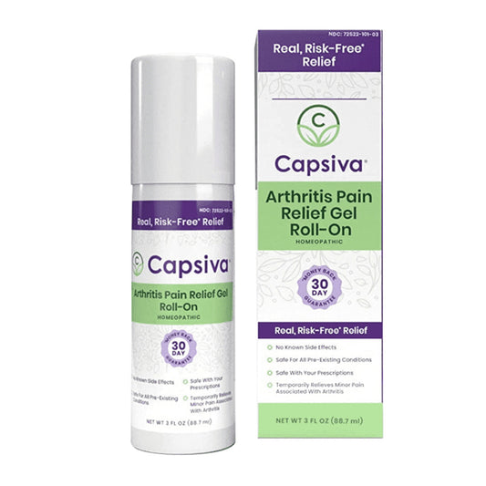 Capsiva Roll on Arthritis Pain Relieving Gel, Homeopathic over the Counter, 3 Oz