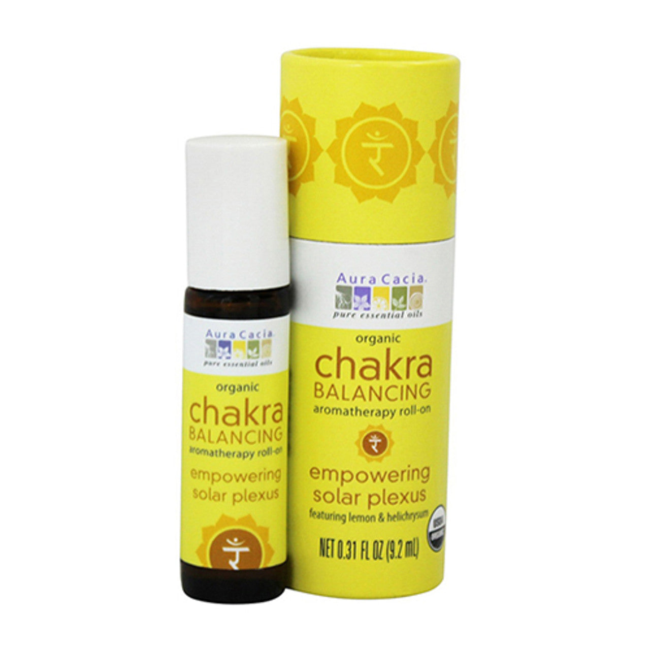 Aura Cacia Organic Chakra Balancing Aromatherapy Roll-On, Empowering Solar Plexus, 0.31 oz