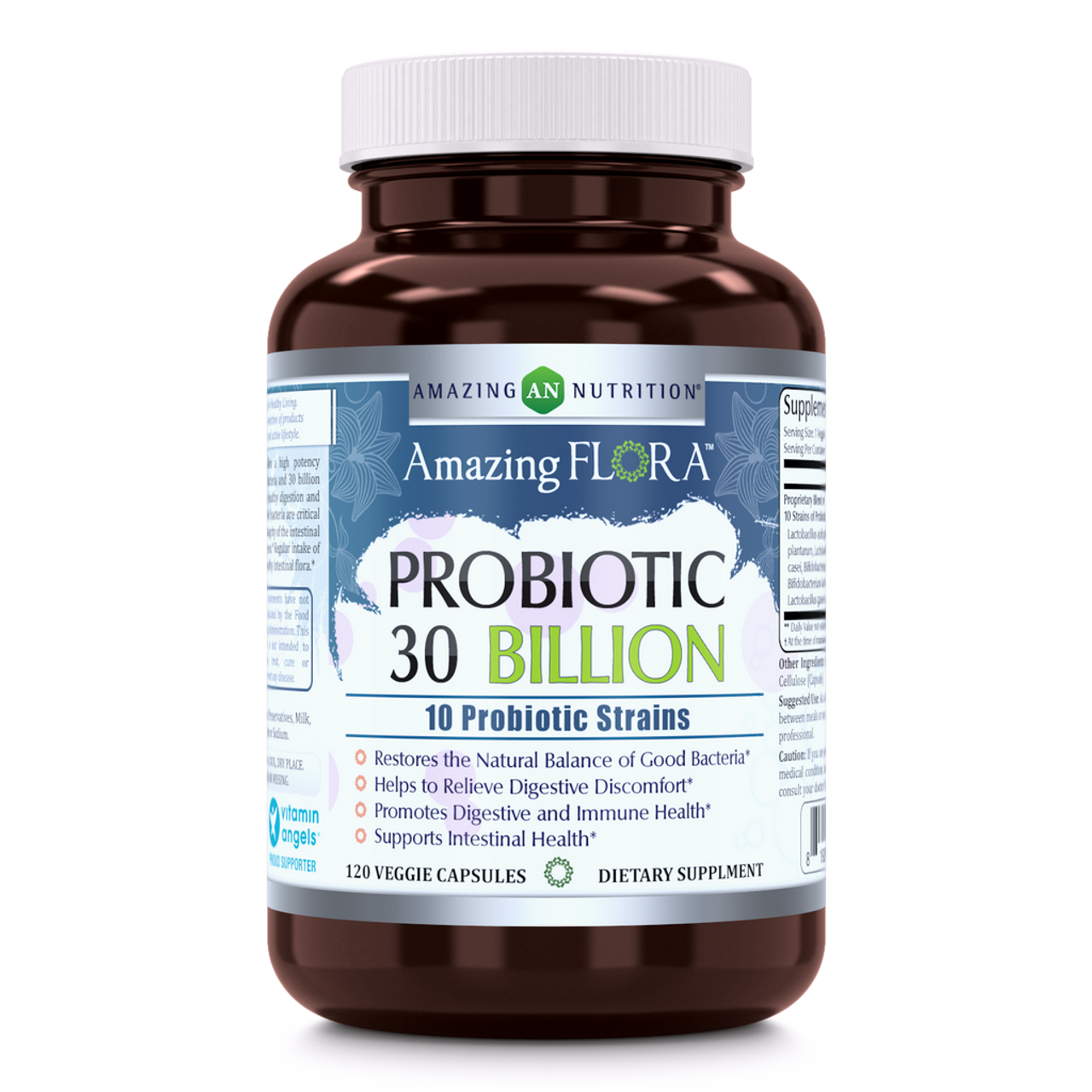 Amazing Flora Probiotic 10 Strains 30 Billion Capsules, 120 Ea