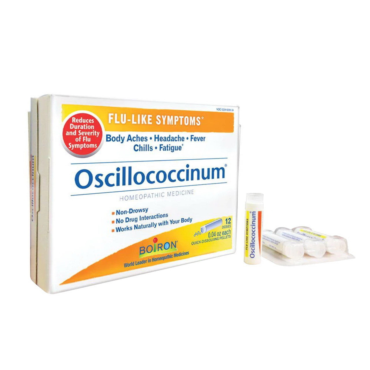 Boiron Oscillococcinum Homeopathic Quick-Dissolving Pellets, For Flu-Like Symptoms, 12 Doses