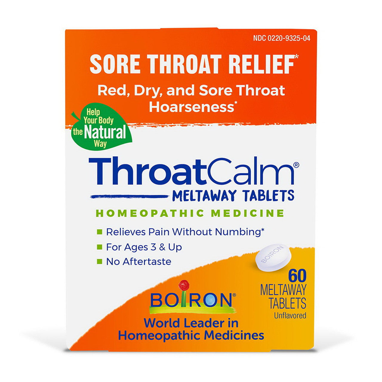 Boiron ThroatCalm Sore Throat Relief Tablets, 60 Ea