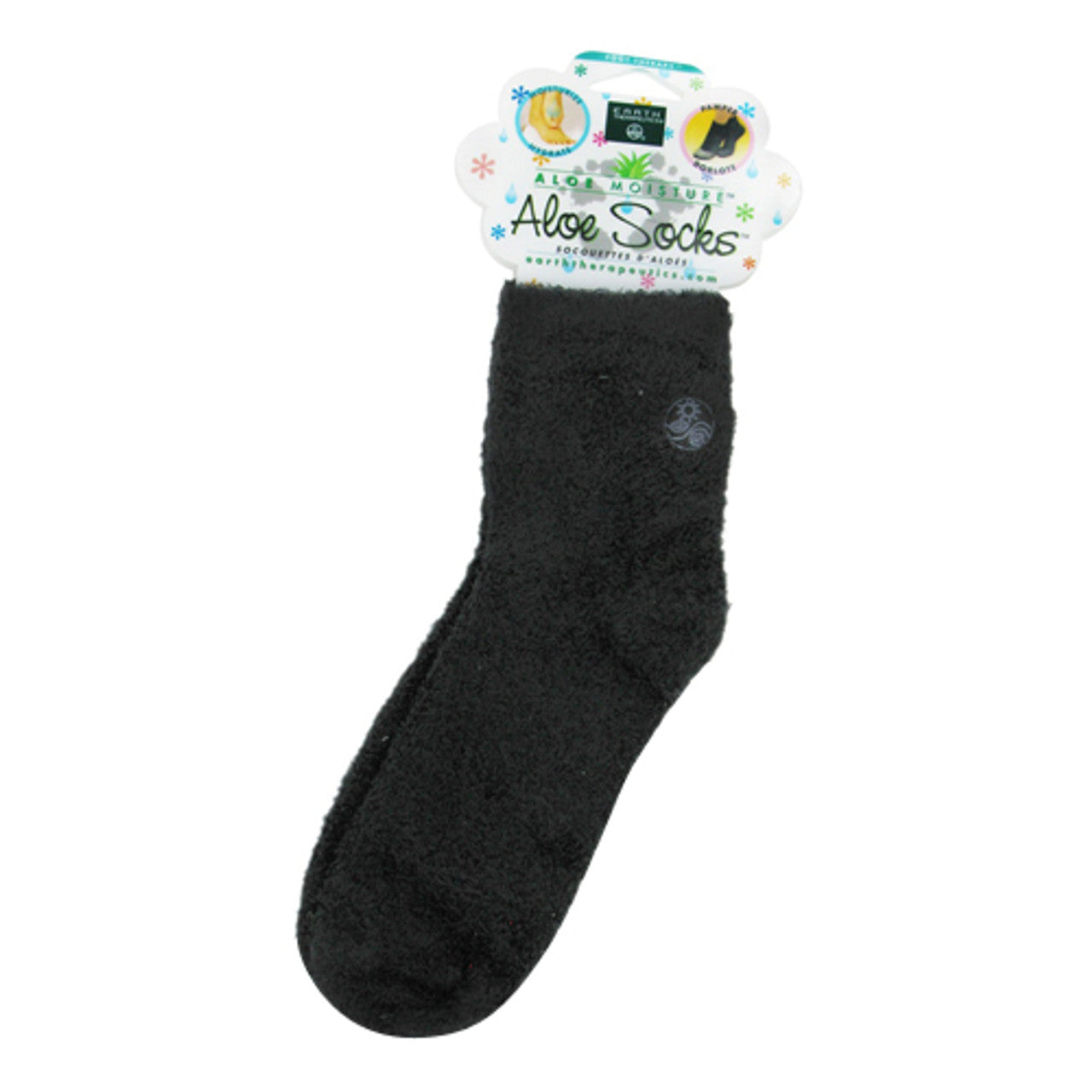 Earth Therapeutics Aloe Socks Foot Therapy To Pamper And Moisturize Black, 1 Pair