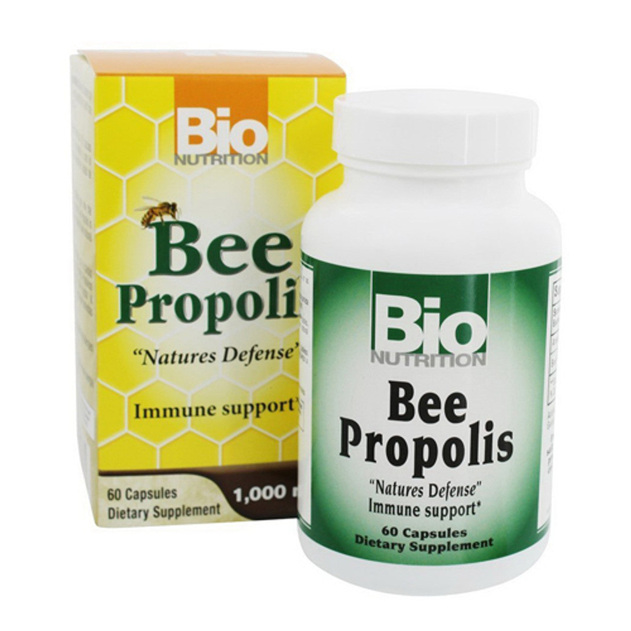 Bio Nutrition Bee Propolis, Natural Defense Immune Support Supplement Capsules 1000 mg, 60 Ea