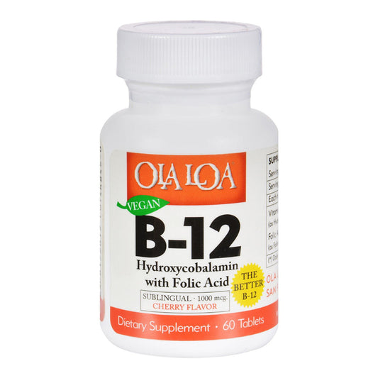 Ola Loa Vitamins amin B12 Sublingual Hydroxycobalamin Cherry Dietary Supplement Brain Support, 60 Ct