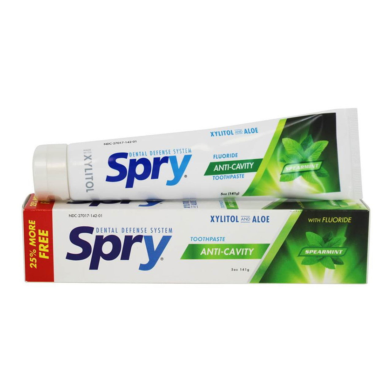 Spry Xylitol Toothpaste with Fluoride, Natural Spearmint, Anti-CaVitamins y, 5 Oz