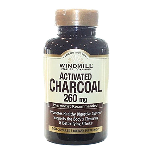 Windmill Natural Vitamins amins Activated Charcoal 260mg Capsules, 100 Ea